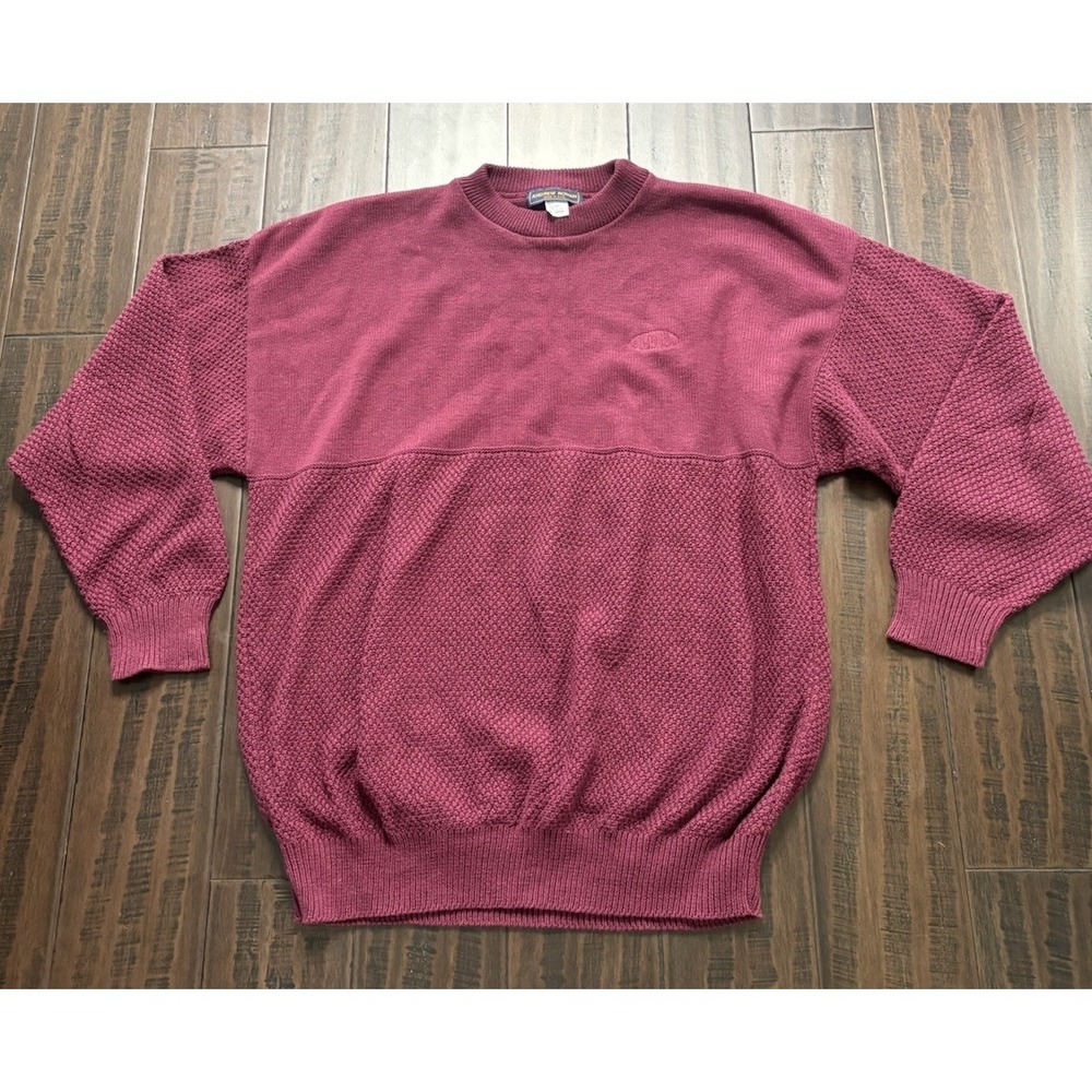 Dupont Logo Sweater Mens 2XL Andrew Rohan Vintage Crew Neck Knit 90s Maroon